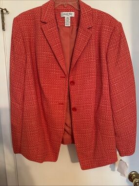 Judith Hart Red/Orange Textured Tweed Blazer NWT Sz 16w